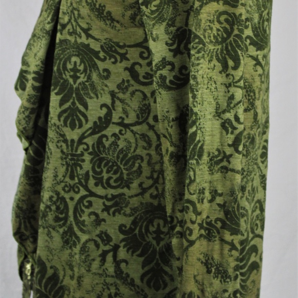 Prairie Cotton Kimona-Style Open Front Forest Green Jacket, S - Picture 3 of 3